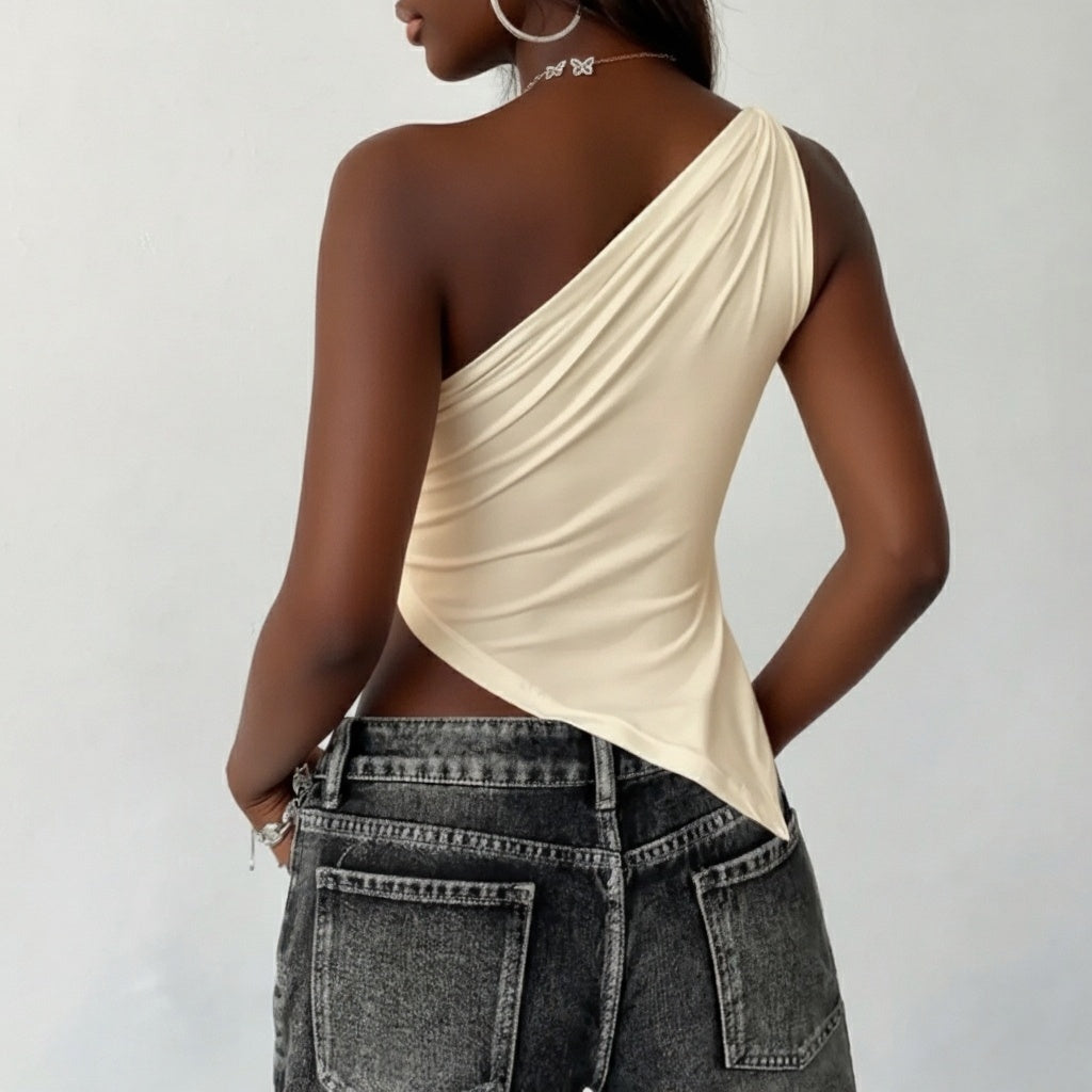 One-Shoulder Elegance Slim-Fit Top