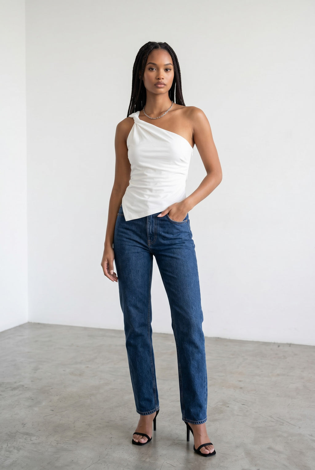 One-Shoulder Elegance Slim-Fit Top