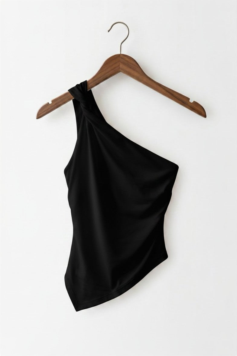 One-Shoulder Elegance Slim-Fit Top